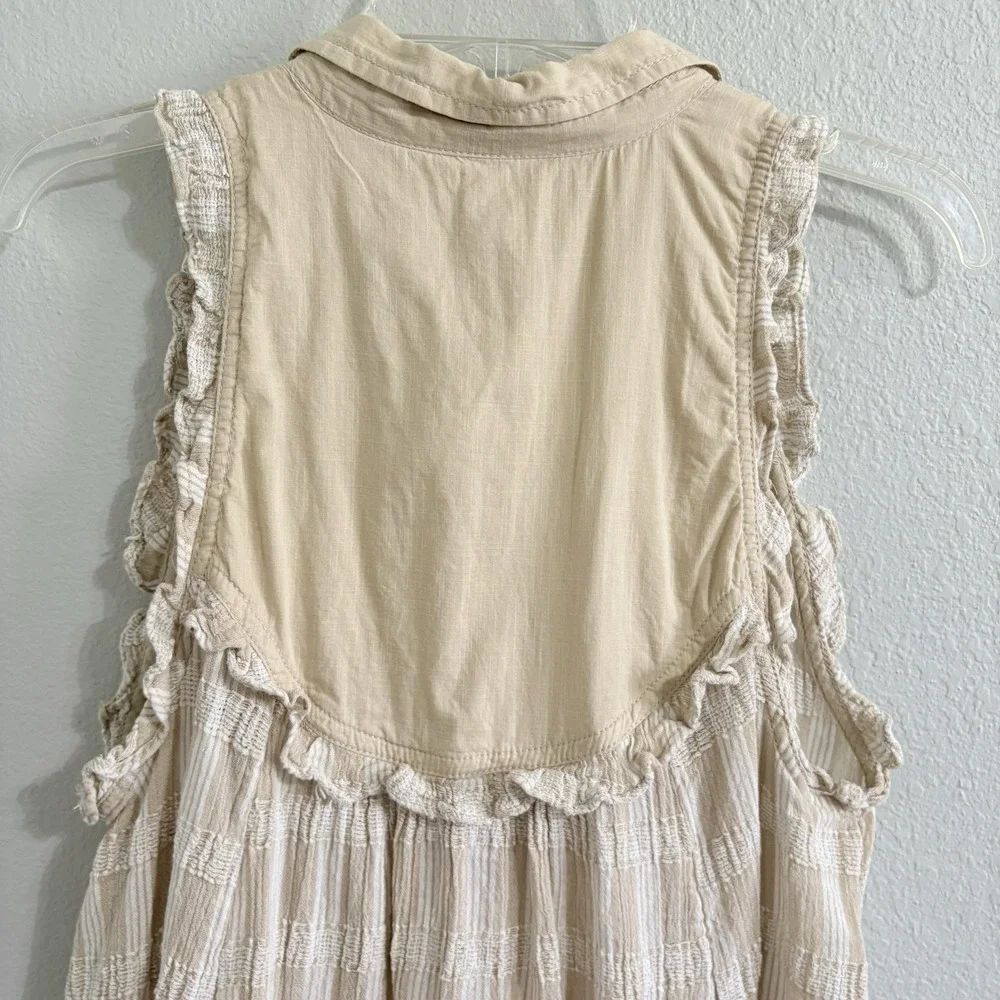 Pilcro Anthropologie Textured Babydoll Tunic Top Large Ruffle Cottagecore Boho - Picture 9 of 14